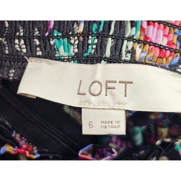 Women's - LOFT Floral Long Sleeve Mock Neck Dress, Size 6 - Picture 6 of 11